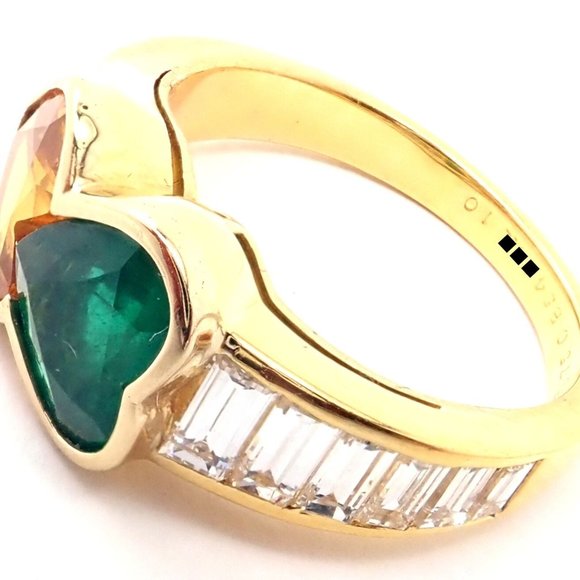 Authentic Van Cleef & Arpels 18k Gold Diamond Emerald Yellow Sapphire Ring Paper - Picture 8 of 11